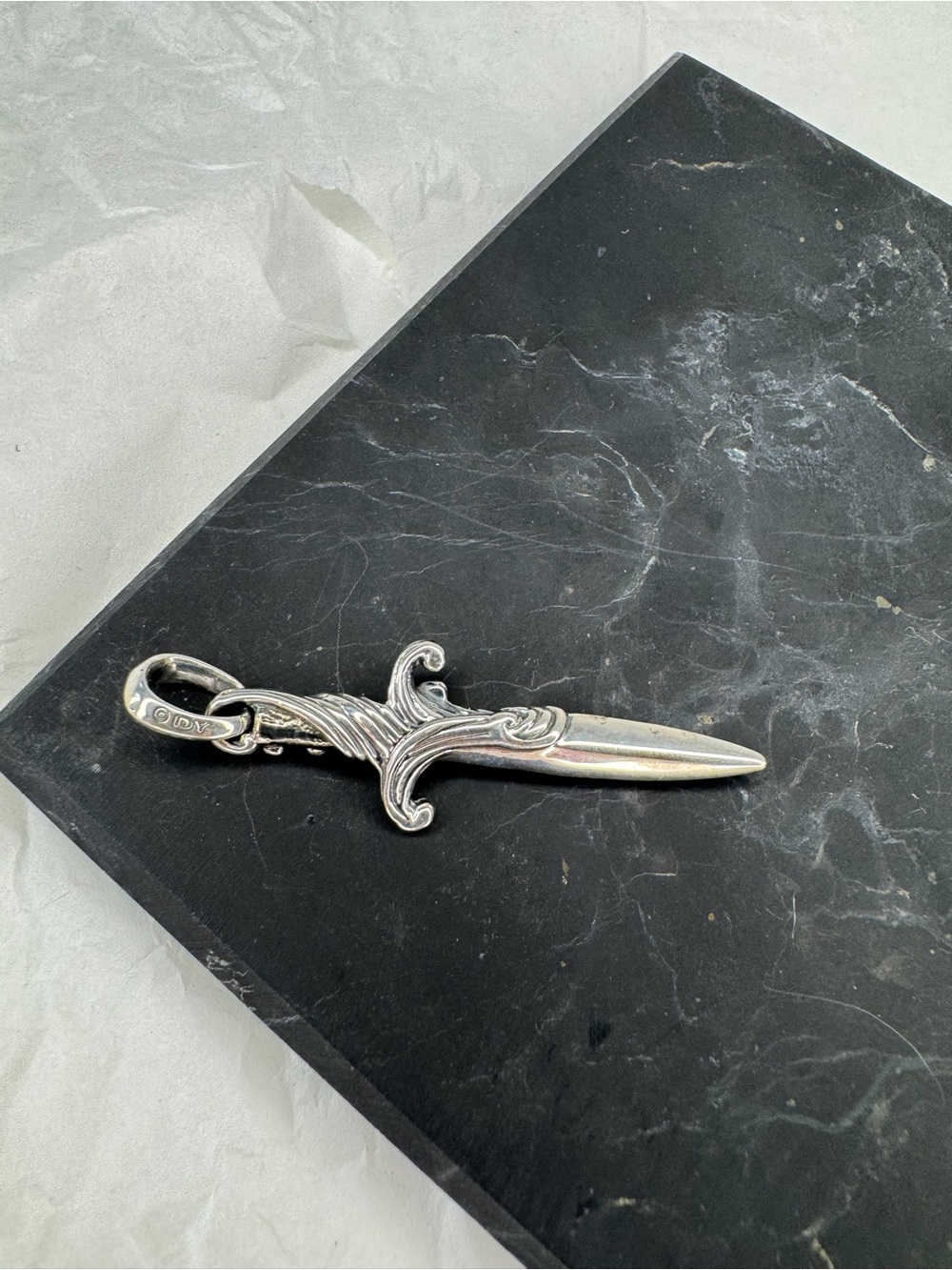David Yurman .925 Sterling Silver Men's Waves Dagger Pendant Amulet